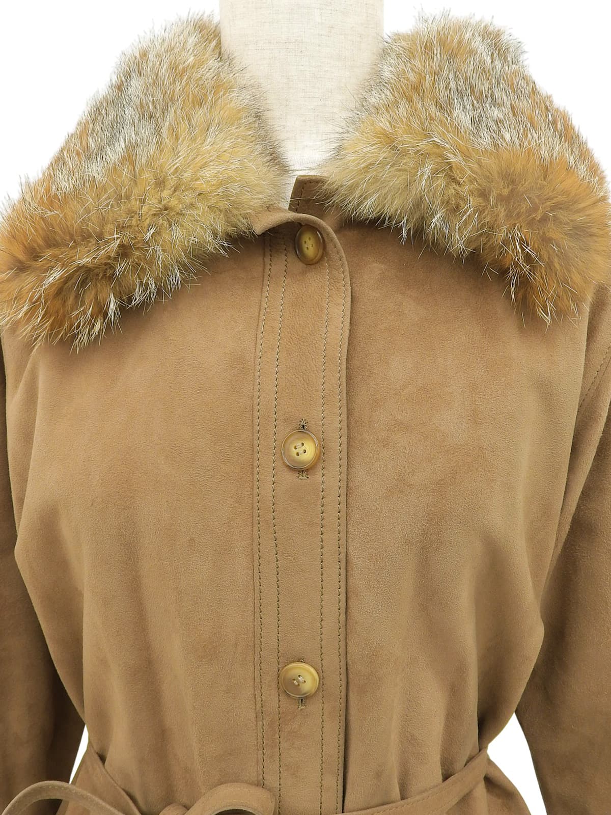 スエードファートリムジャケット ブラウン