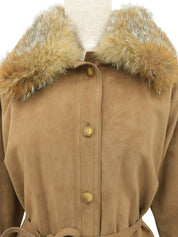 スエードファートリムジャケット ブラウン