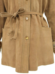 スエードファートリムジャケット ブラウン