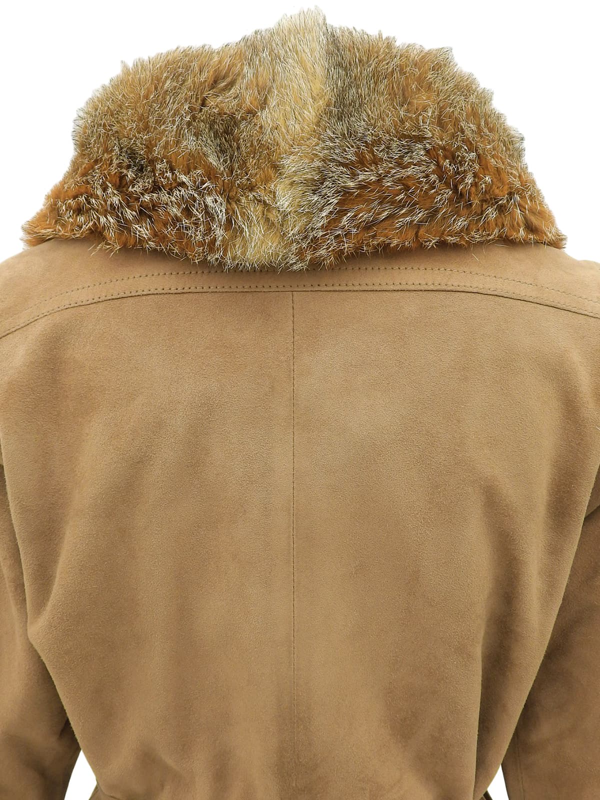Brown suede fur trim jacket