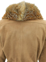Brown suede fur trim jacket