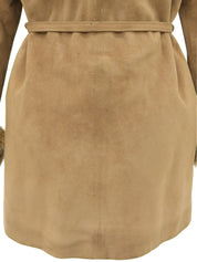 Brown suede fur trim jacket