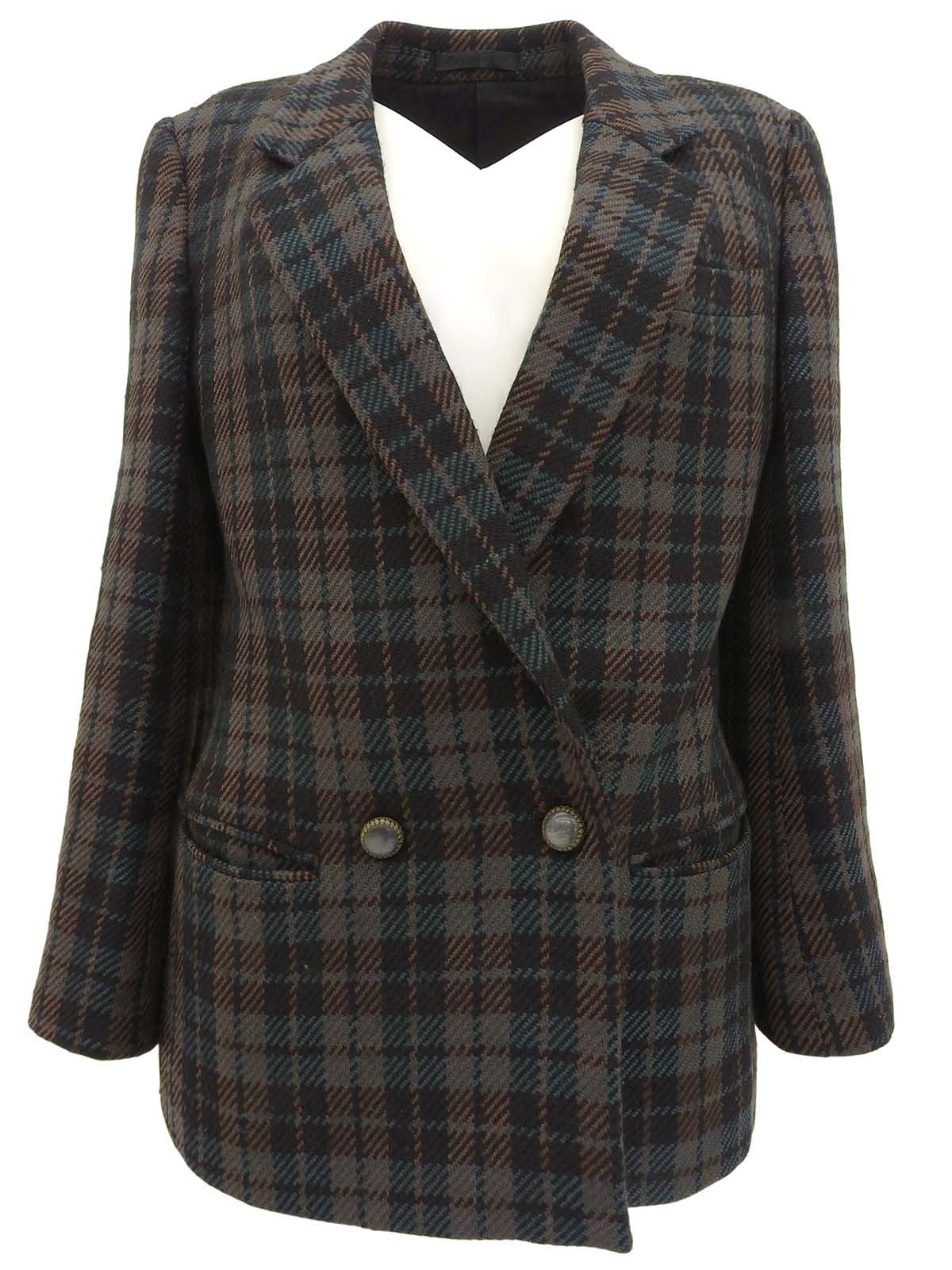 チェックパターンジャケット ブラック/グリーン/ブラウン