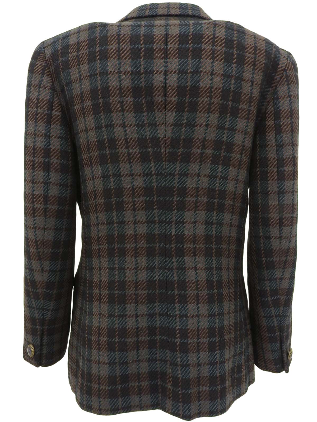 チェックパターンジャケット ブラック/グリーン/ブラウン