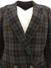 チェックパターンジャケット ブラック/グリーン/ブラウン