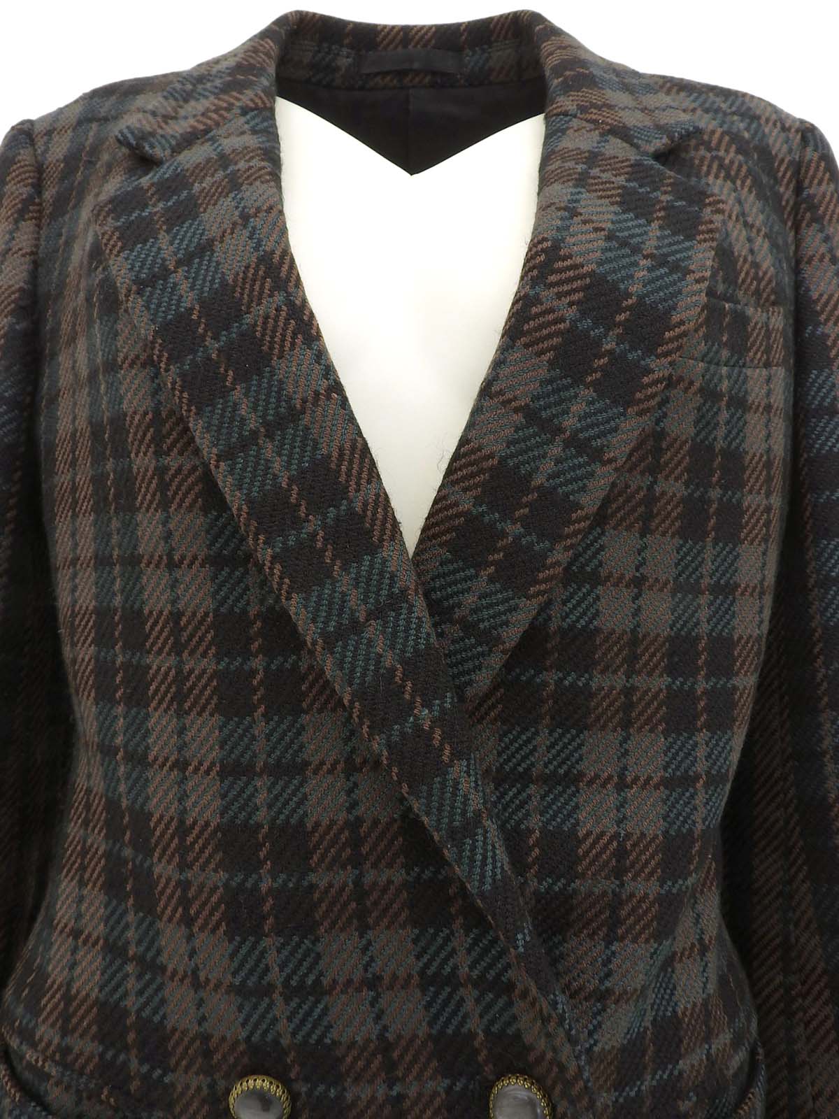 チェックパターンジャケット ブラック/グリーン/ブラウン