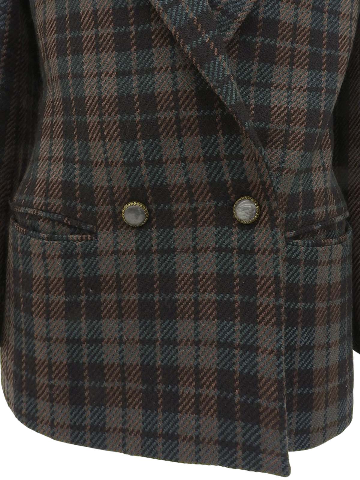 チェックパターンジャケット ブラック/グリーン/ブラウン