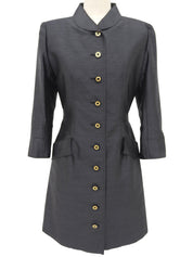 ロゴボタンウェストシェイプコート チャコールグレー