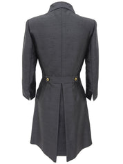 ロゴボタンウェストシェイプコート チャコールグレー