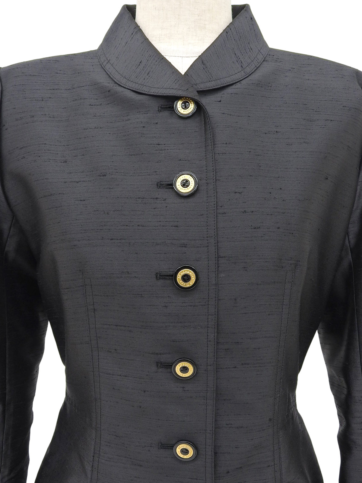 ロゴボタンウェストシェイプコート チャコールグレー