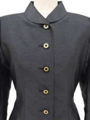 ロゴボタンウェストシェイプコート チャコールグレー