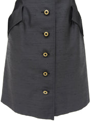 Logo Button Waist-Shaped Coat #S Charcoal Gray