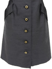 ロゴボタンウェストシェイプコート チャコールグレー