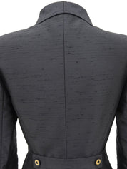 Logo Button Waist-Shaped Coat #S Charcoal Gray