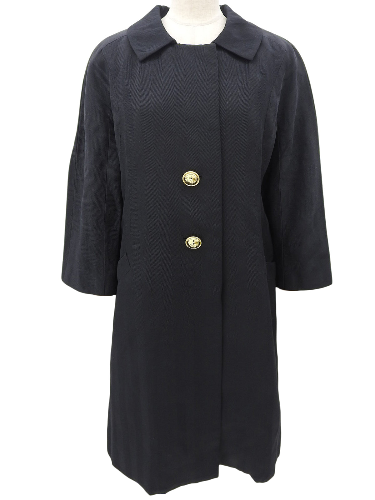 Logo Button Long Jacket Black