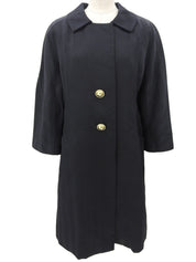 Logo Button Long Jacket Black