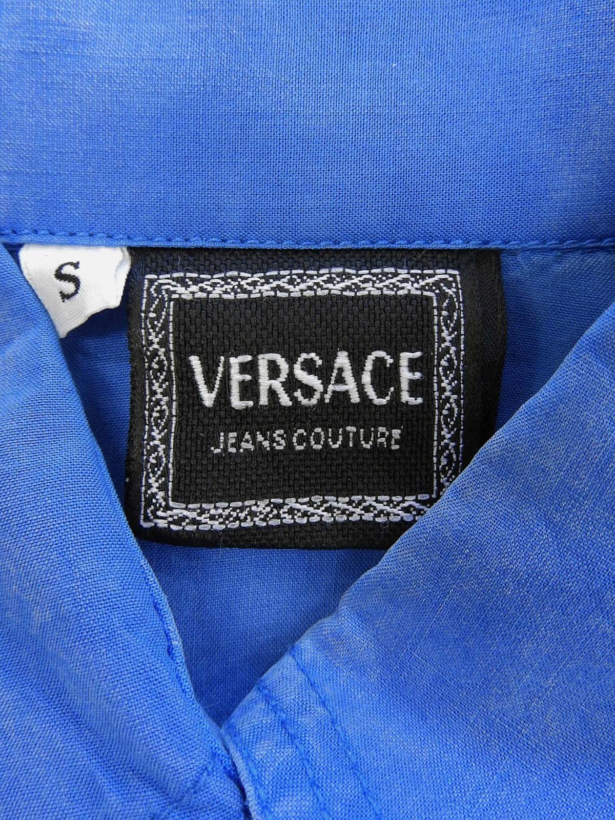 Medusa Button Short Sleeve Shirt Blue