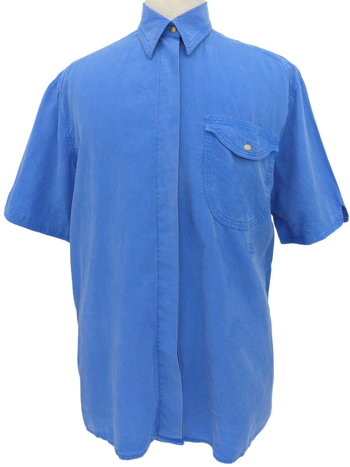 メデューサボタン半袖シャツ ブルー