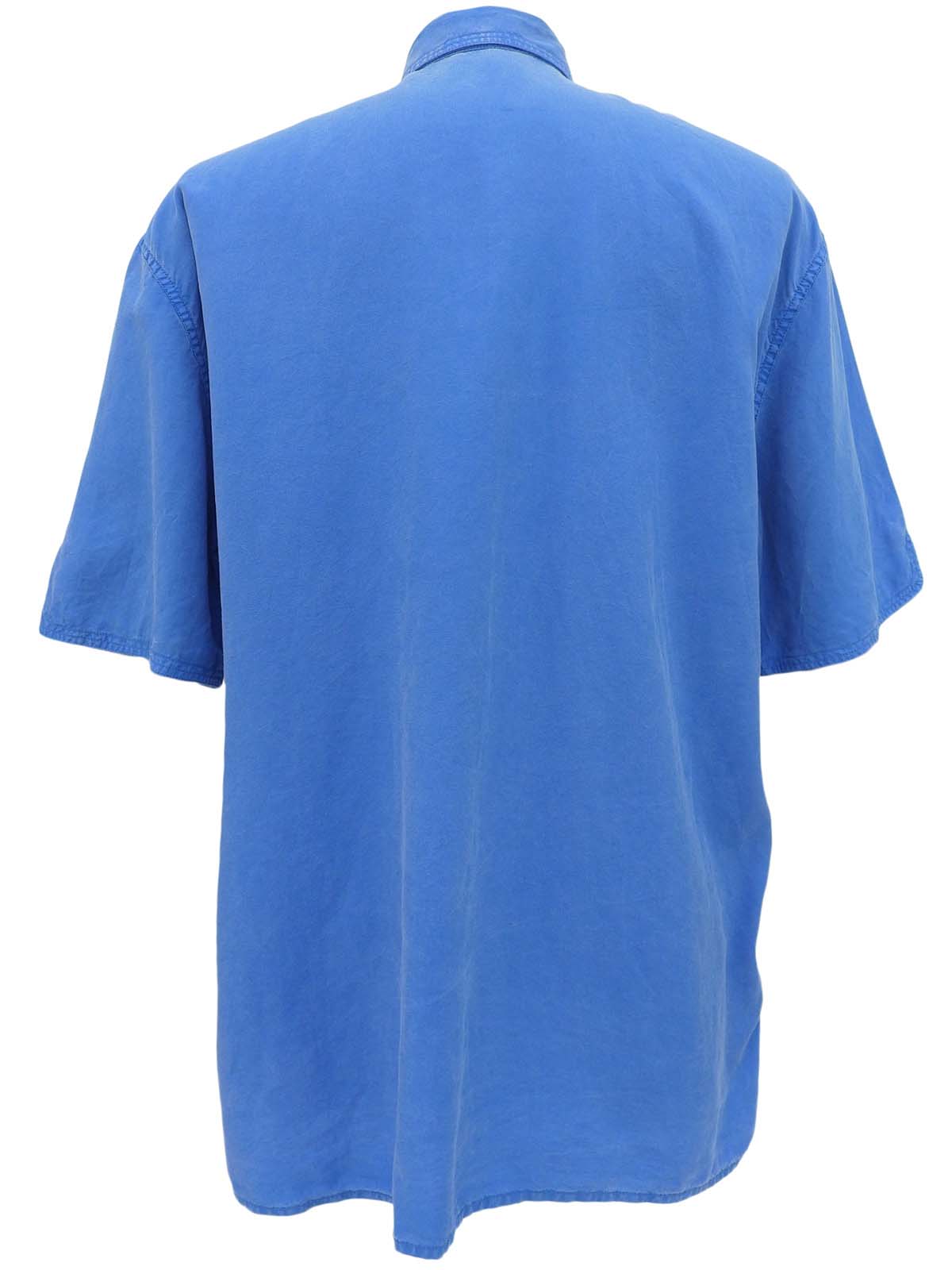 Medusa Button Short Sleeve Shirt Blue
