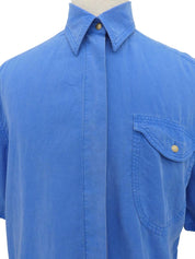 メデューサボタン半袖シャツ ブルー