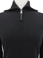 ロゴジップアップベルテッドニットカーディガン ブラック