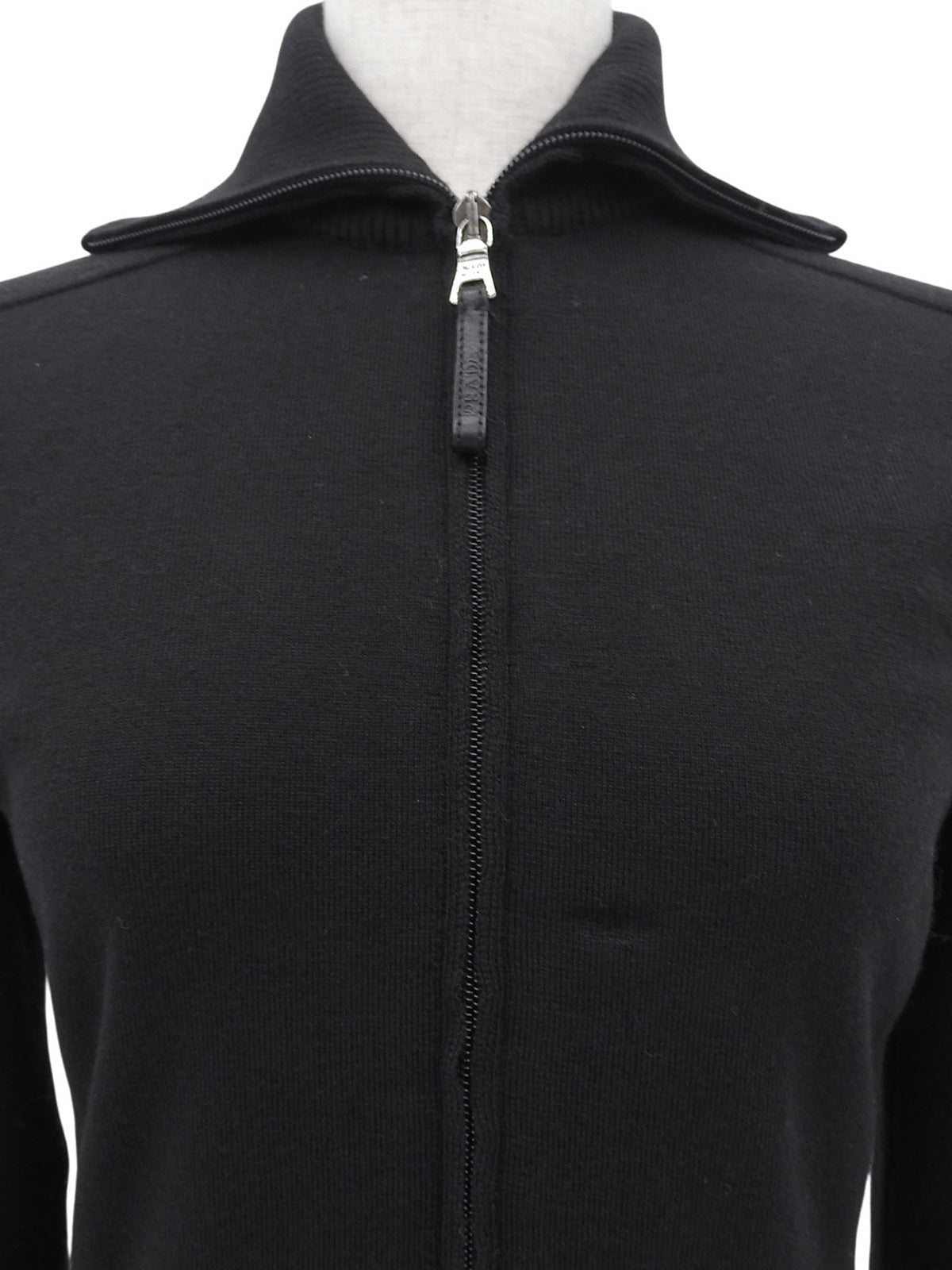 Logo Zip-Up Belted Knit Cardigan #40 Black