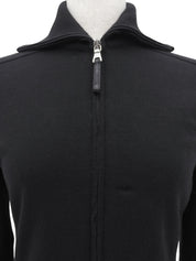 Logo Zip-Up Belted Knit Cardigan #40 Black
