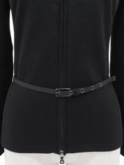 ロゴジップアップベルテッドニットカーディガン ブラック