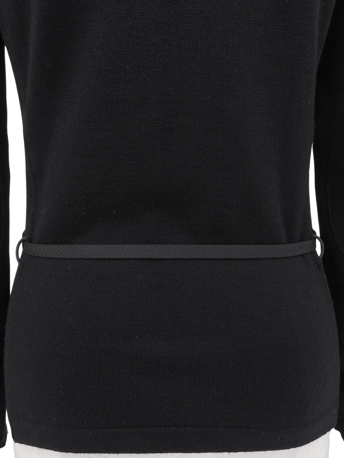 Logo Zip-Up Belted Knit Cardigan in Black