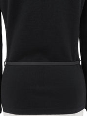 Logo Zip-Up Belted Knit Cardigan #40 Black