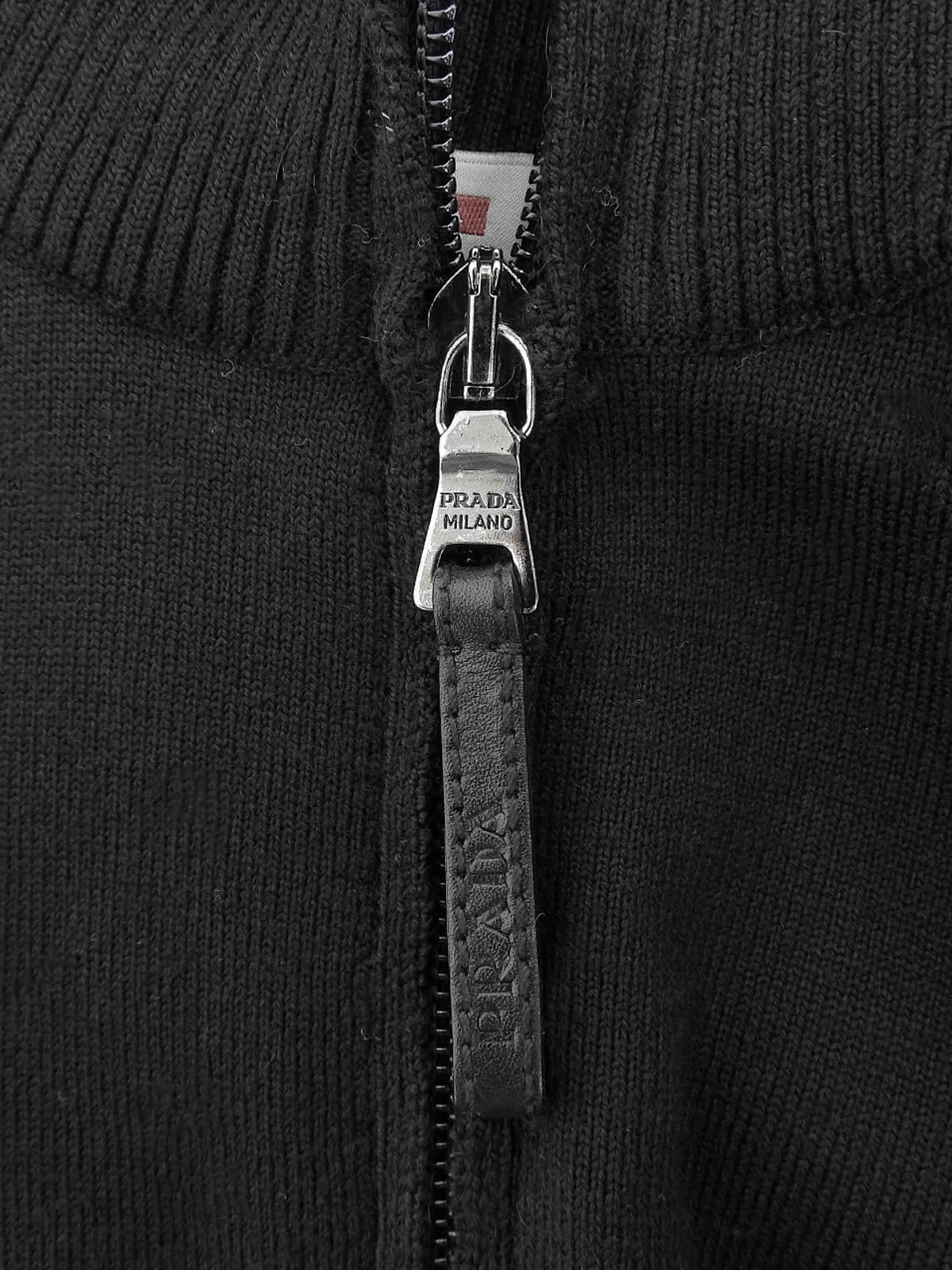 Logo Zip-Up Belted Knit Cardigan #40 Black