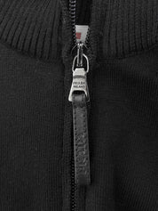 Logo Zip-Up Belted Knit Cardigan #40 Black