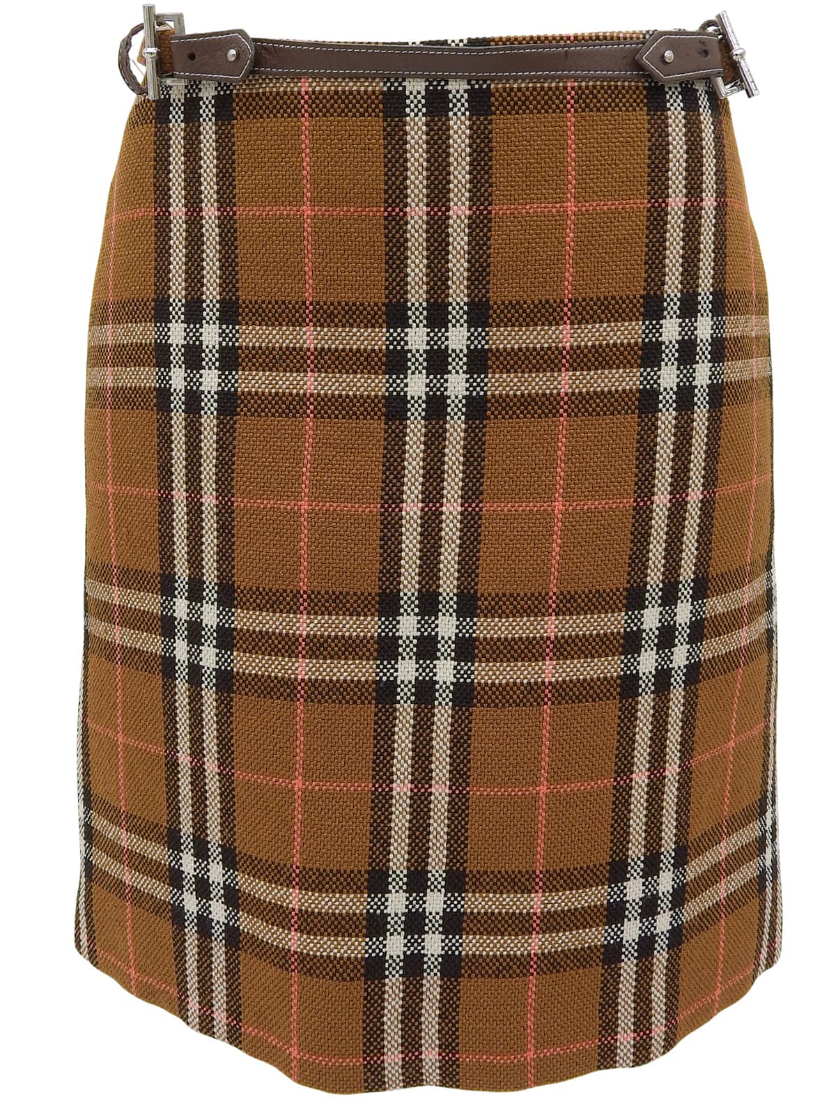 チェックパターンスカート ブラウン/マルチ