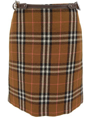 チェックパターンスカート ブラウン/マルチ