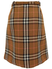 チェックパターンスカート ブラウン/マルチ