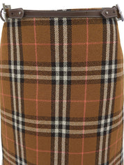 チェックパターンスカート ブラウン/マルチ
