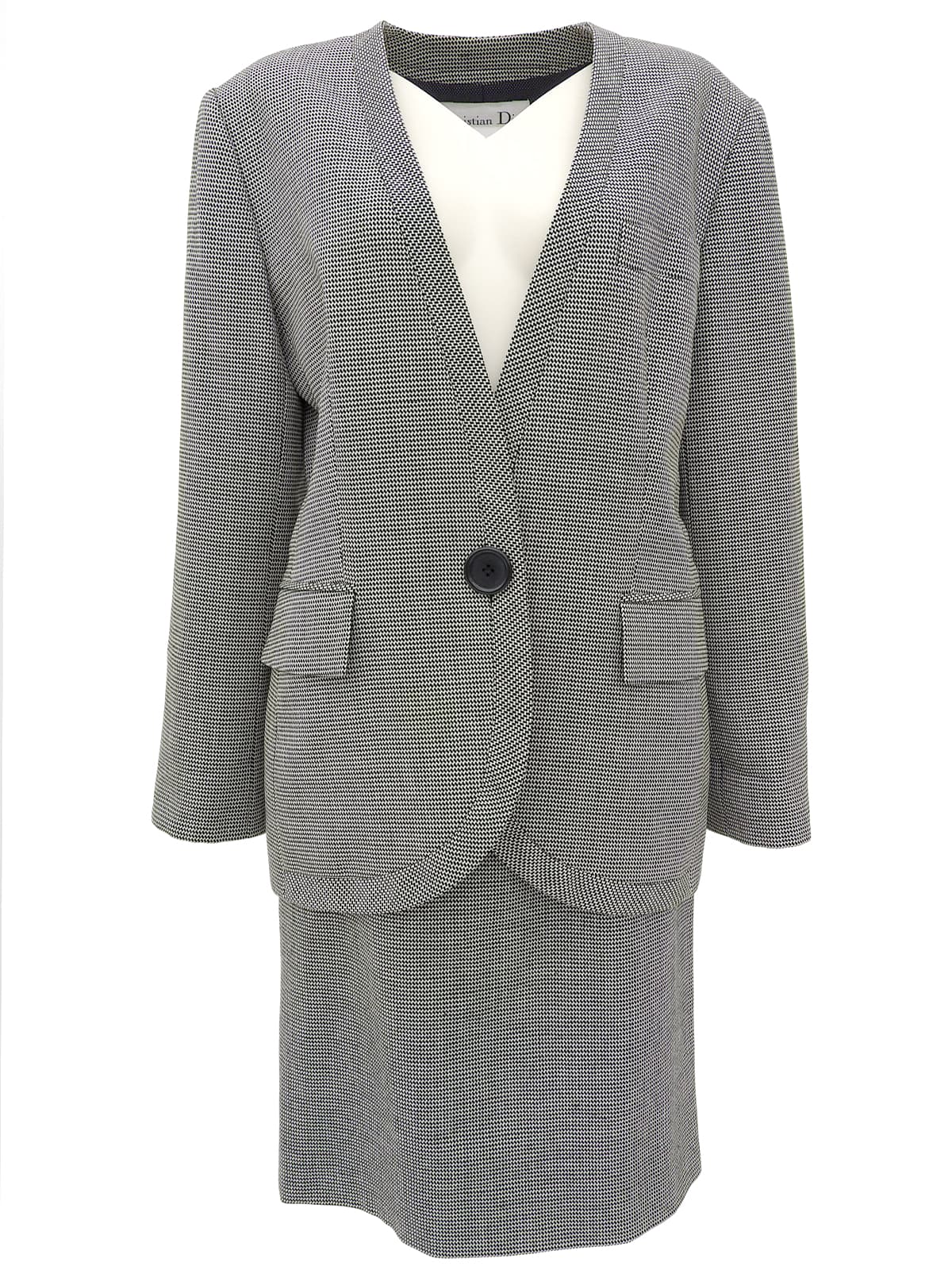 ウールハウンドトゥースパターンセットアップ ブラック/ホワイト