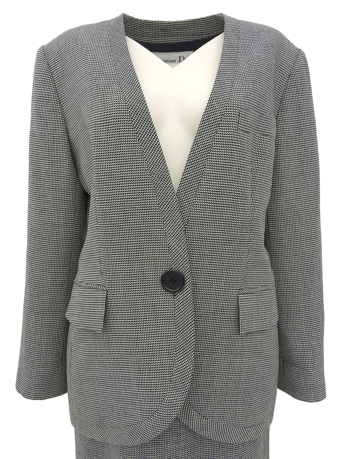 ウールハウンドトゥースパターンセットアップ ブラック/ホワイト