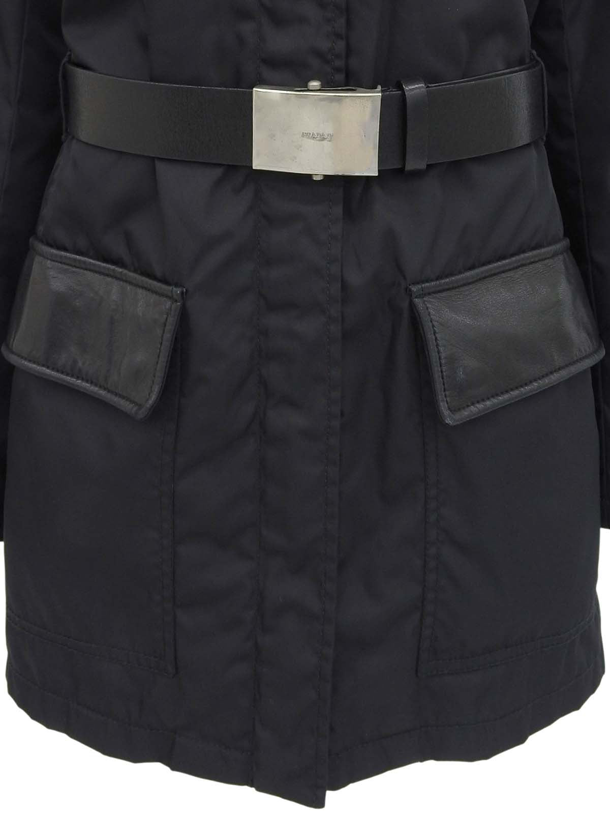 ナイロンレザーコンビコート ブラック