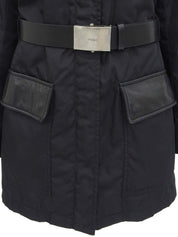 ナイロンレザーコンビコート ブラック