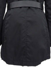 ファーカラーベルテッドコート ブラック