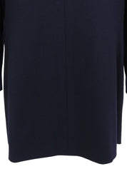 Navy double-breasted jacket with logo emblem patch