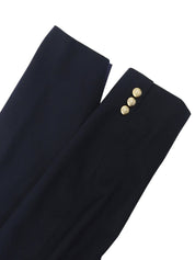 Navy double-breasted jacket with logo emblem patch