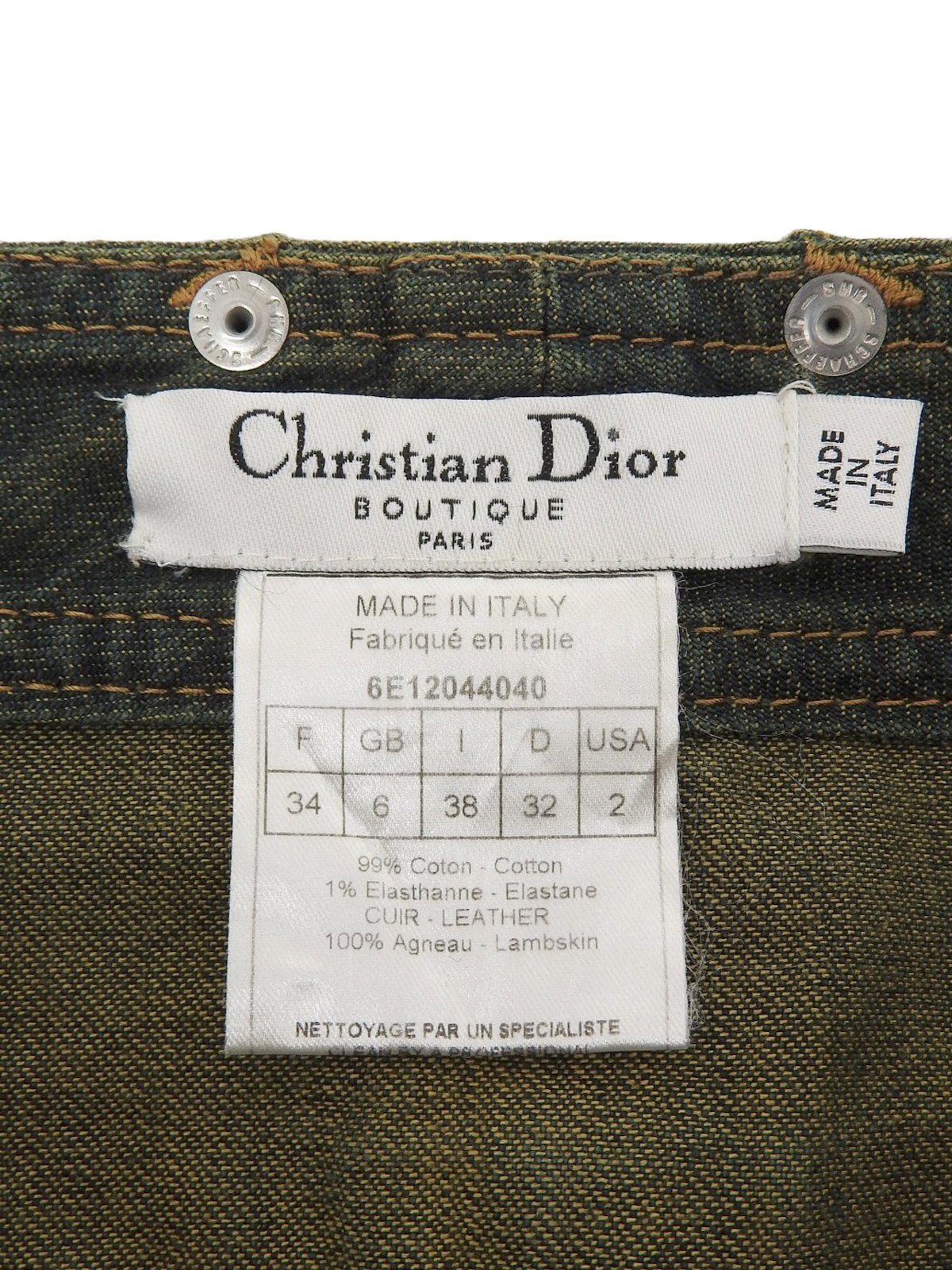 Leather Patchwork Logo Button Denim Pants in Indigo/Brown