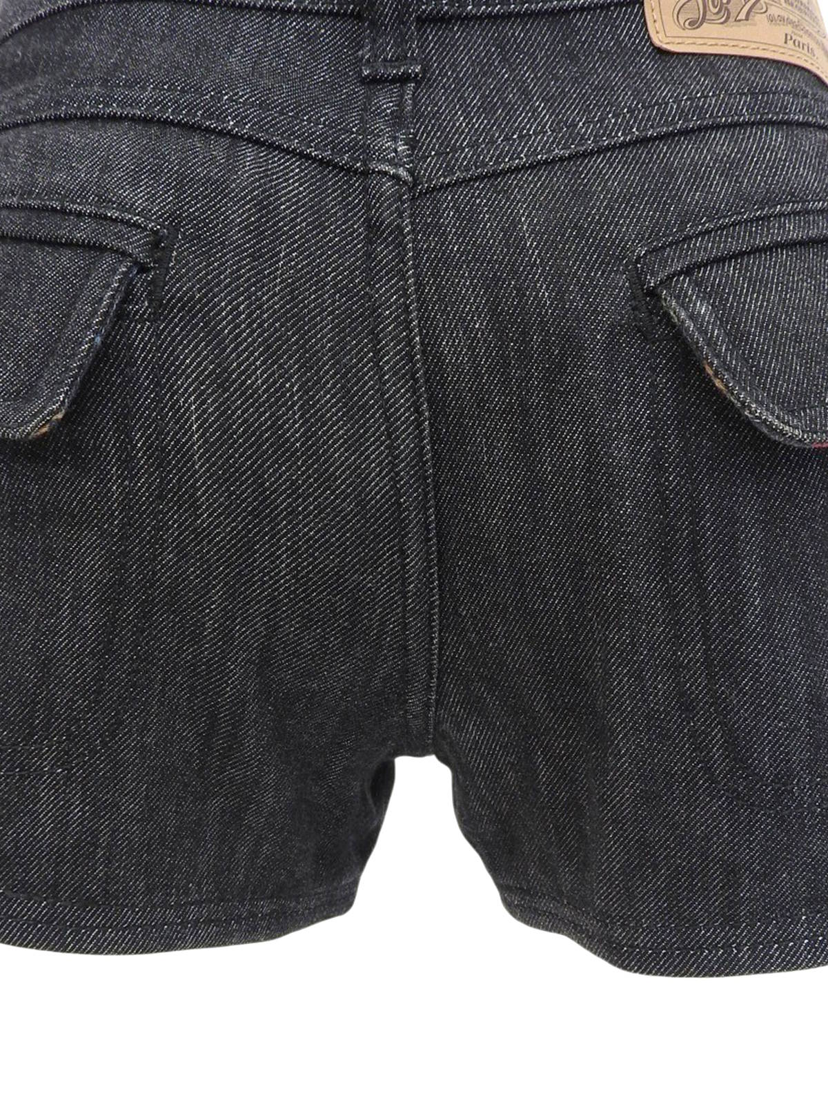 モノグラムマルチカラーロゴボタンデニムショートパンツ ブラック/マルチ