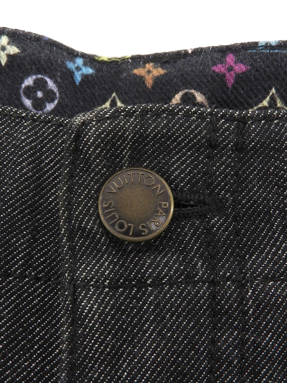 Monogram Multicolor Logo Button Denim Shorts Black/Multi