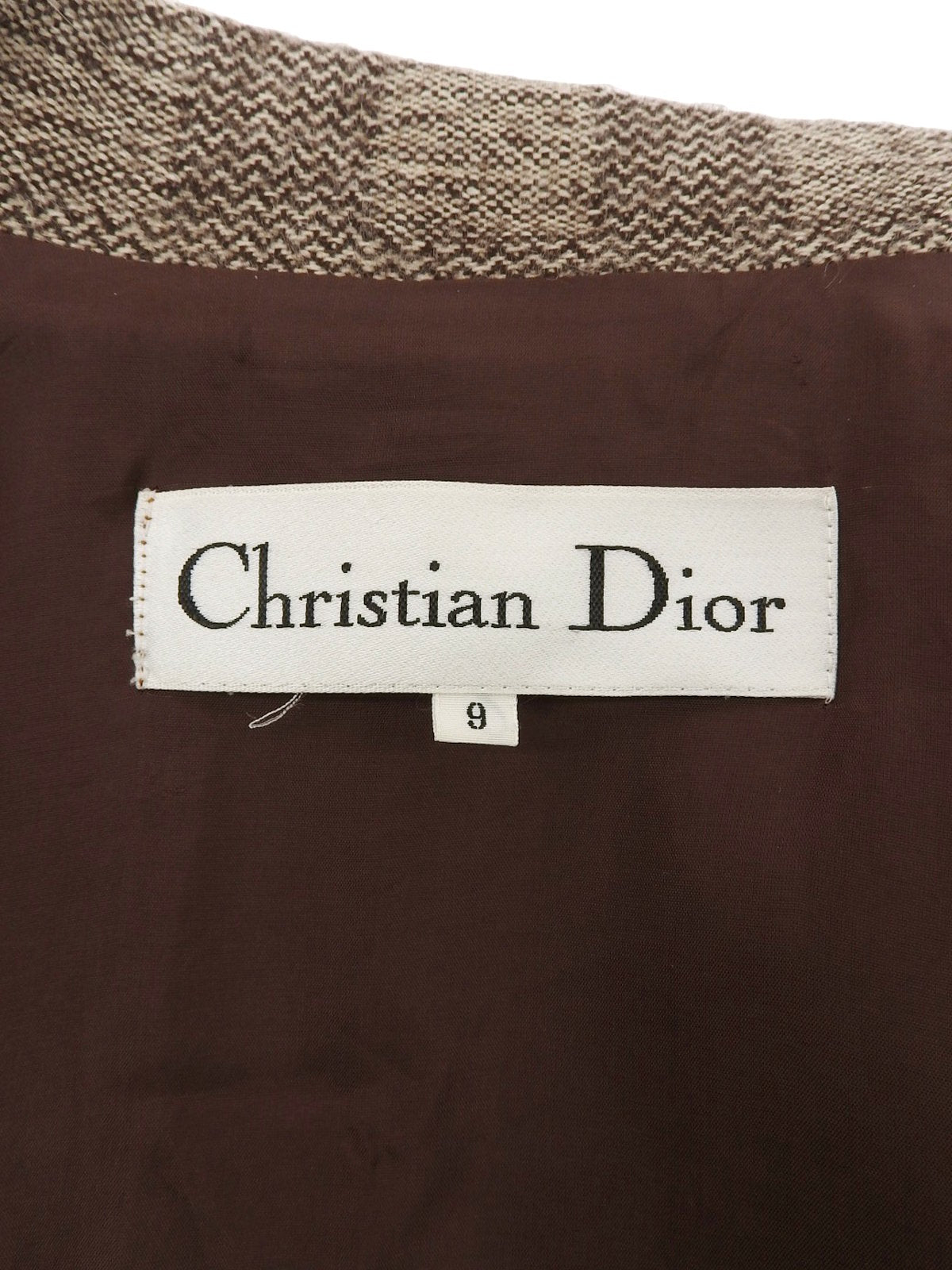 Wool herringbone pattern double-breasted coat in brown/beige