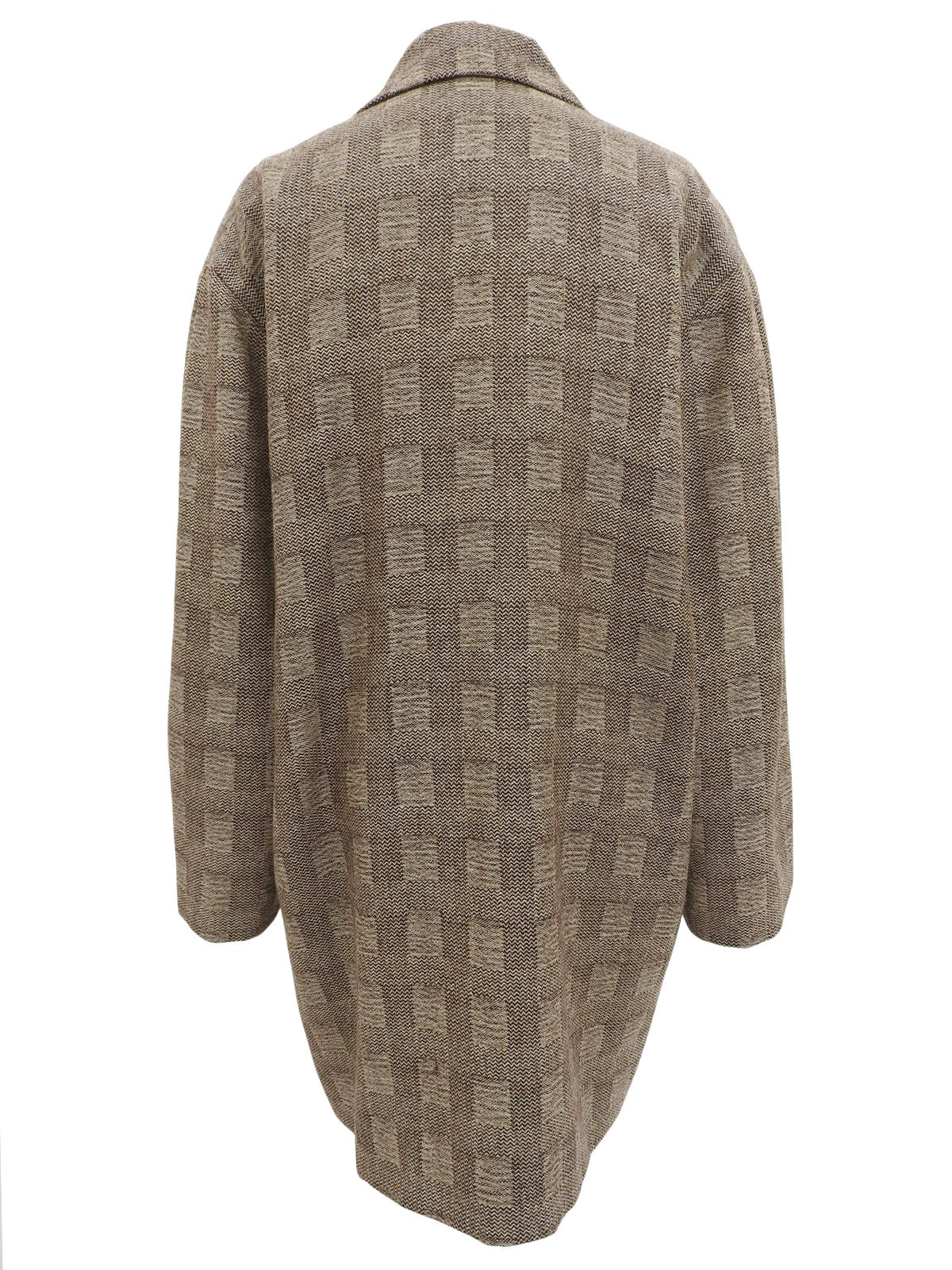 Wool herringbone pattern double-breasted coat in brown/beige