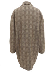 Wool herringbone pattern double-breasted coat in brown/beige
