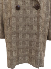 Wool herringbone pattern double-breasted coat in brown/beige